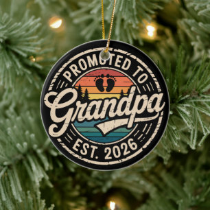Promoted To Grandpa Est 2026 Pregnancy Retro Ceramic Ornament