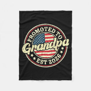 Promoted To Grandpa Est 2026 Retro Vintage New Gra Fleece Blanket