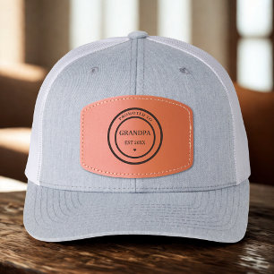 Promoted to Grandpa Est. 20XX Leather Patch Hat