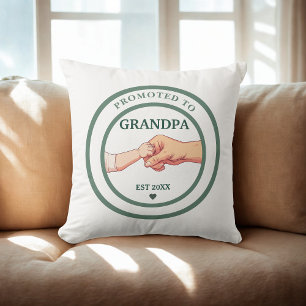 Promoted to Grandpa Est. 20XX Throw Pillow