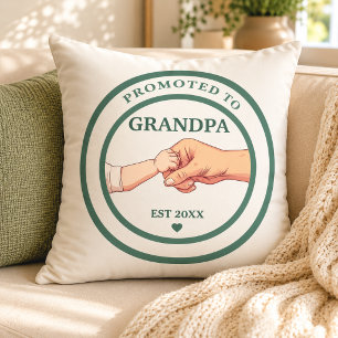 Promoted to Grandpa Est. 20XX Throw Pillow