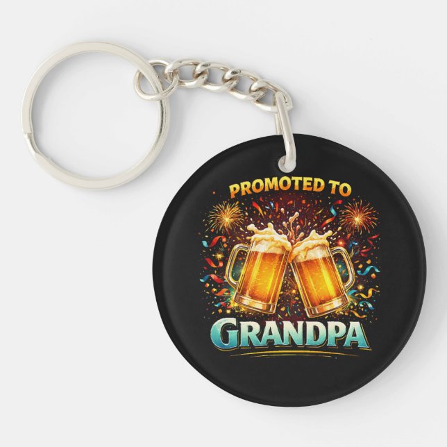 Promoted To Grandpa Future Keychain (Front)