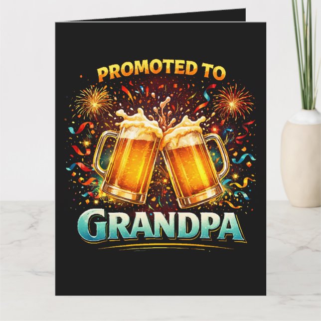 Promoted To Grandpa Future Letterpress Thank You Card (Front)