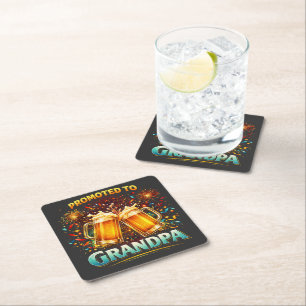 Promoted To Grandpa Future Square Paper Coaster