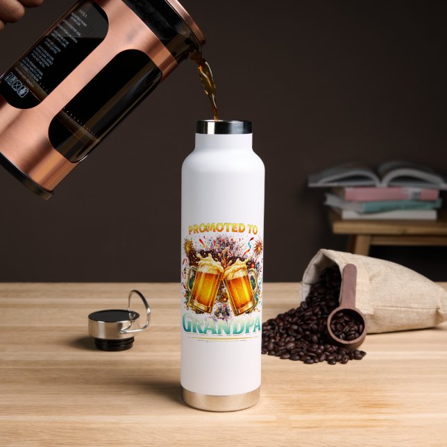 Promoted To Grandpa Future Water Bottle (Coffee (Rotated))