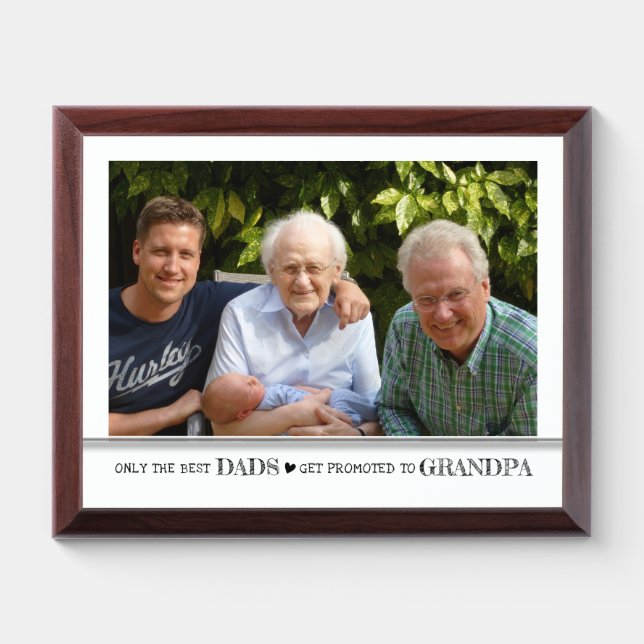 Promoted To Grandpa Grandchildren Photo Keepsake Award Plaque (Horizontal)