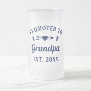 Promoted To Grandpa Grandfather Abuelo Gramps Papa Frosted Glass Beer Mug