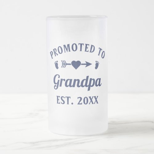 Promoted To Grandpa Grandfather Abuelo Gramps Papa Frosted Glass Beer Mug