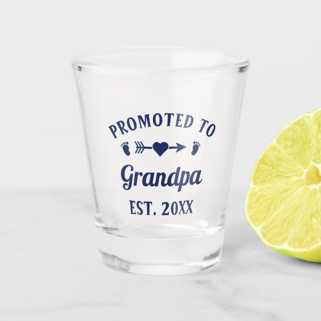 Promoted To Grandpa Grandfather Abuelo Gramps Papa Shot Glass (Front)