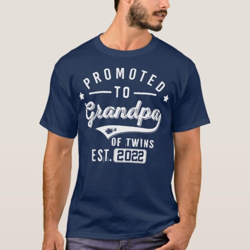 Promoted To Grandpa Of Twins Est 2022 Twin Baby T_Shirt