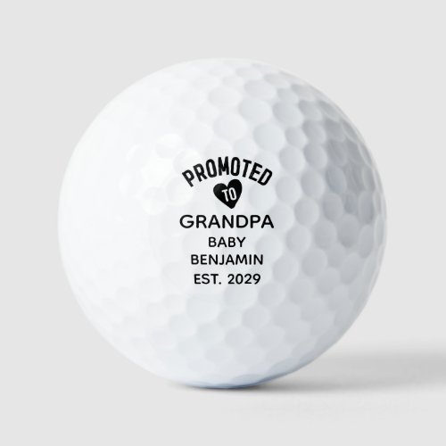 Promoted to Grandpa Personalized Baby Name Golf Balls