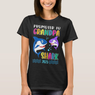 Promoted to Grandpa Shark 2023 First Time Grandpa  T-Shirt