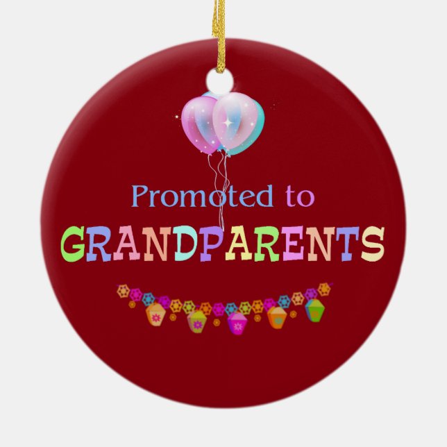 Promoted to Grandparents, celebration Ceramic Ornament (Back)