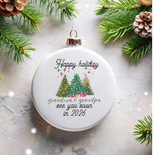 Promoted to Grandparents Christmas tree  Glass Ornament