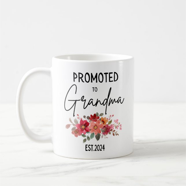 Promoted To Grandparents Est 2024 Grandma Mug (Left)