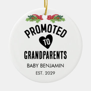 Promoted to Grandparents Personalized Baby Name Ceramic Ornament