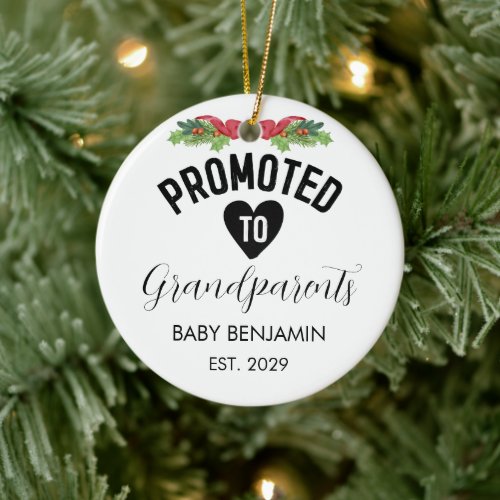 Promoted to Grandparents Personalized Baby Name Ceramic Ornament