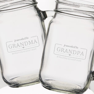 Promoted to Grandparents Pregnancy Announcement Mason Jar W/ Handle