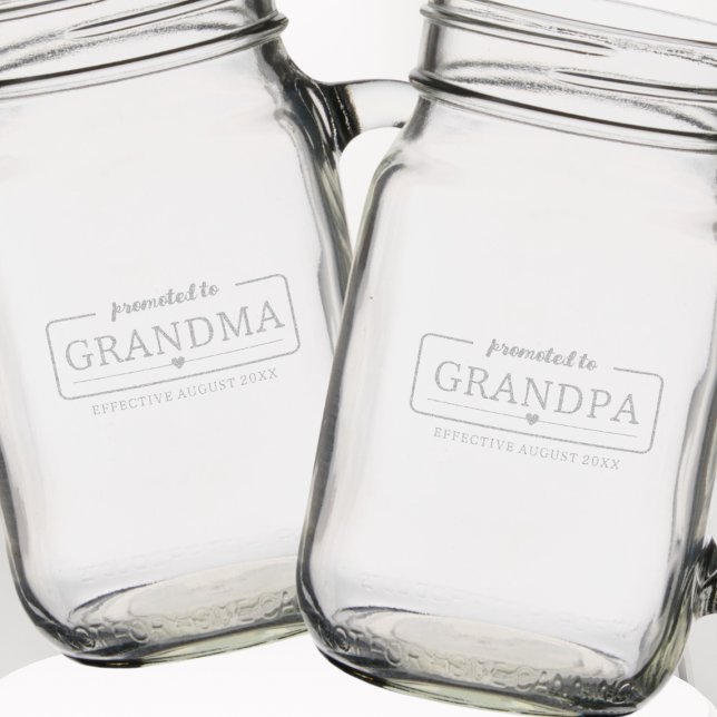 Promoted to Grandparents Pregnancy Announcement  Mason Jar W/ Handle (Creator Uploaded)