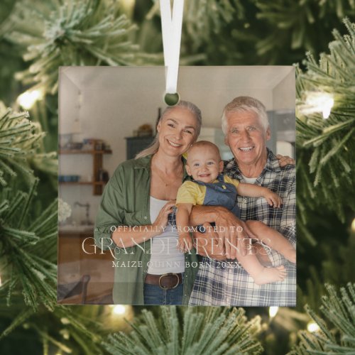 Promoted to Grandparents  Year Established Photo Glass Ornament