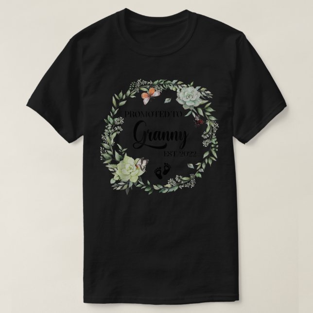 Promoted to Granny Est 2022 Women Floral First Tim T-Shirt (Design Front)
