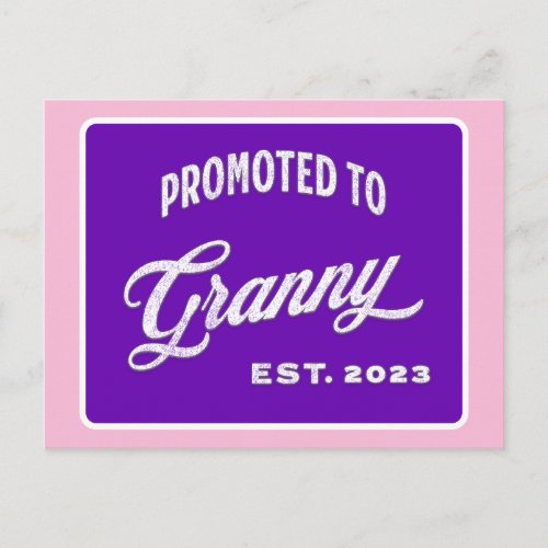 Promoted To Granny Est 2023 For New Grandma Holiday Postcard