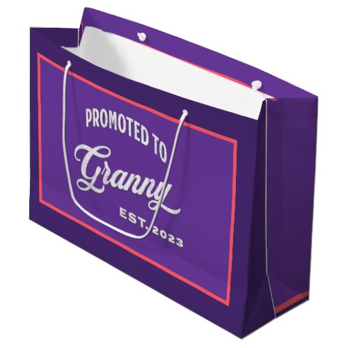 Promoted To Granny Est 2023 For New Grandma Large Gift Bag