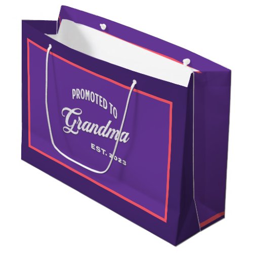 Promoted To Granny Est 2023 For New Grandma Large Large Gift Bag
