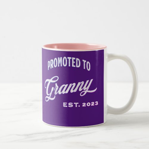 Promoted To Granny Est 2023 For New Grandma Two_Tone Coffee Mug