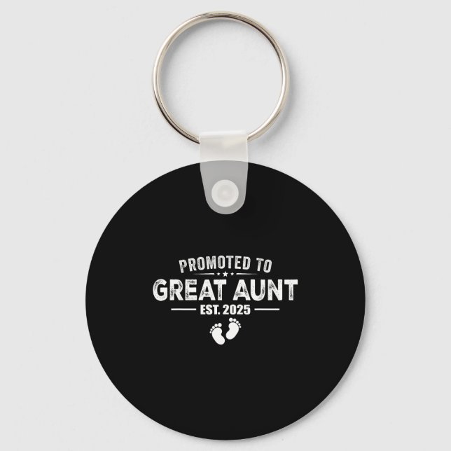 Promoted To Great Aunt 2025 Baby &amp; Aunt Funny  Keychain (Front)