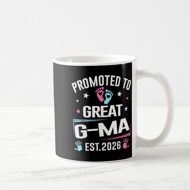 Promoted To Great G-ma Est 2026 Pregnancy Announce Coffee Mug (Right)