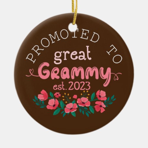 Promoted to Great Grammy Est 2023 Gifts Grandma Ceramic Ornament