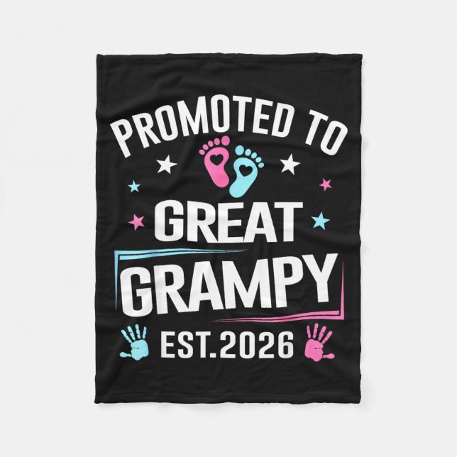 Promoted To Great Grampy Est 2026 Pregnancy Announ Fleece Blanket (Front)