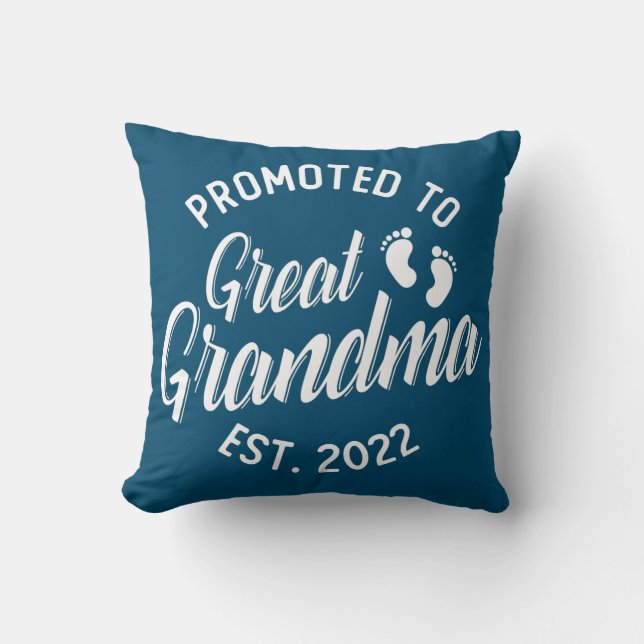 Promoted to Great Grandma 2022 Baby Announcement  Throw Pillow (Front)