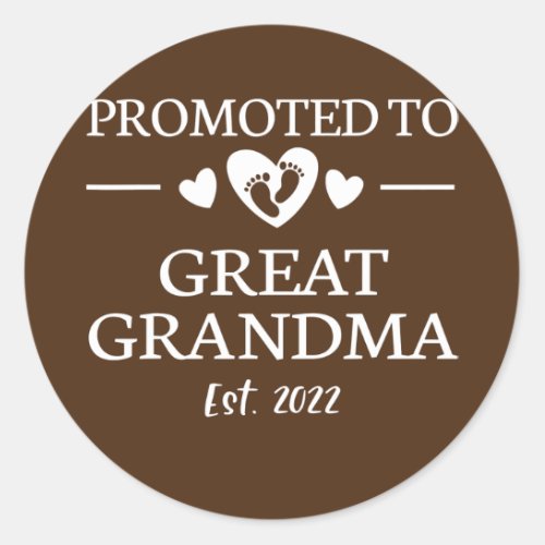 Promoted To Great Grandma 2022 New Great Grandma Classic Round Sticker