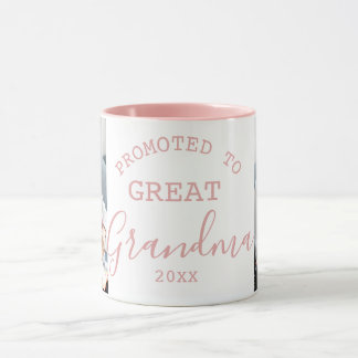 Promoted to Great Grandma 2 Photo Collage Pink Mug