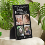 Promoted To Great Grandma 4 Photo Collage Plaque<br><div class="desc">Photo collage plaque with 'Only The Best Grandmas Get Promoted To Great Grandma ' typography  . Makes a perfect gift for your favorite grandmother for mother's day , grandparent's day , birthday. Personalize with we love you message and grandchildren names.</div>