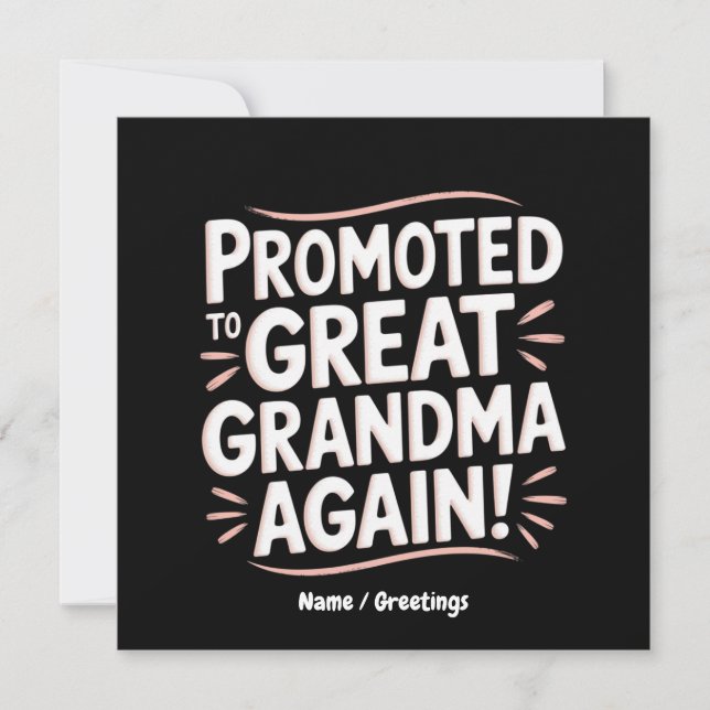 Promoted to Great Grandma Again Fun Pregnancy Gift Invitation (Front)