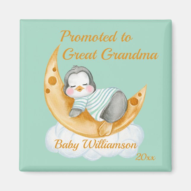 Promoted to Great Grandma Baby Penguin  Magnet (Front)