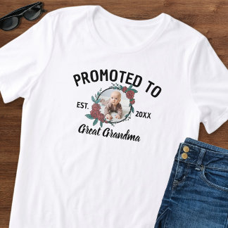 Promoted To Great Grandma Black & White Baby Photo Tri-Blend Shirt