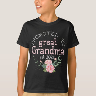Promoted to Great Grandma Est 2021 First Time Gran T-Shirt