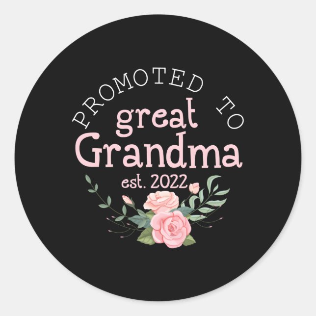 Promoted To Great Grandma Est 2022 First Time Gran Classic Round Sticker (Front)