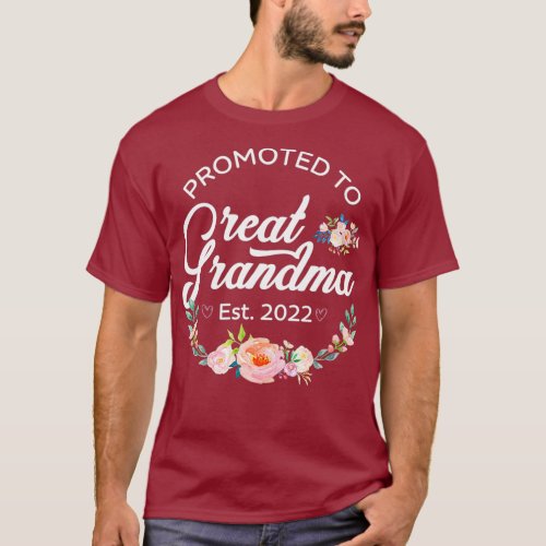Promoted to Great Grandma Est 2022 Women Floral T_Shirt