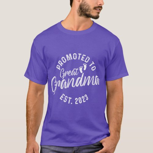 Promoted To Great Grandma Est 2023  funny T_Shirt