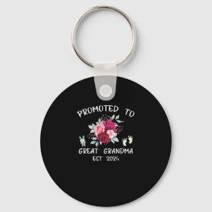Promoted To Great Grandma Est 2024 Keychain