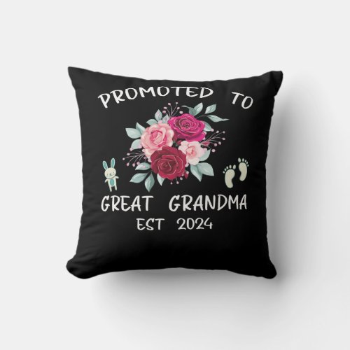 Promoted To Great Grandma Est 2024 Throw Pillow