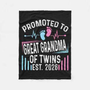 Promoted To Great Grandma Of Twins Est 2026 Baby S Fleece Blanket