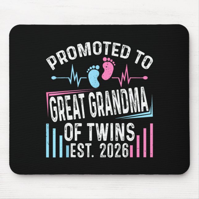 Promoted To Great Grandma Of Twins Est 2026 Baby S Mouse Pad (Front)