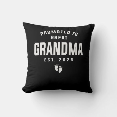 Promoted To Great Grandma To Be Est 2024 Throw Pillow