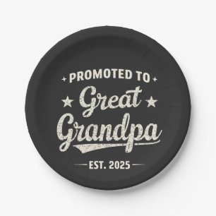 Promoted to Great Grandpa 2025 Family Gift  Paper Plates